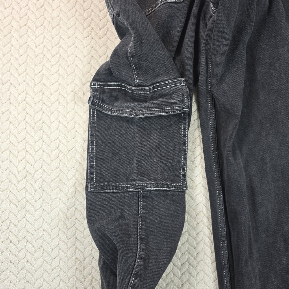 Hollister High Rise Vintage Baggy Cargo Jeans Black Contrast Stitch 1R W25 L31 - Picture 11 of 12